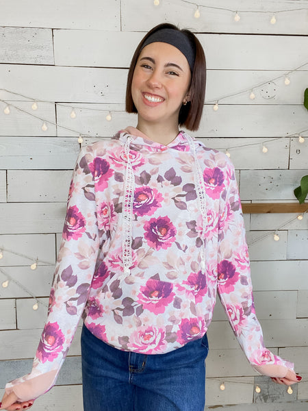 Michelle Mae Hailey Pullover Hoodie in Pink Blossom