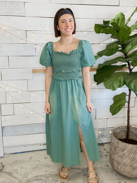 Smokin Smocked Dress in Denim