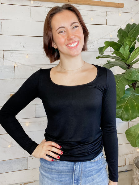 Michelle Mae Alyssa Long Sleeve Top Black