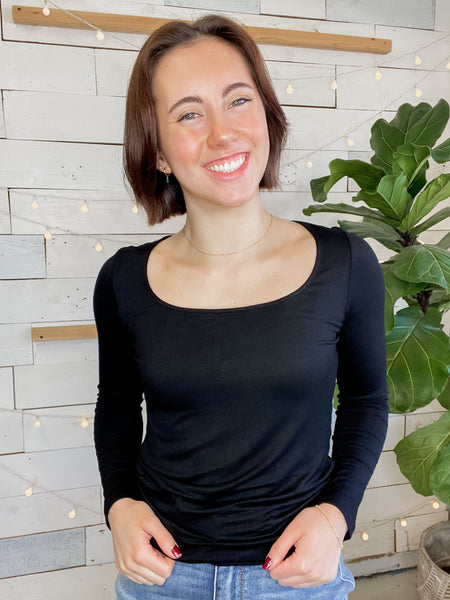 Michelle Mae Alyssa Long Sleeve Top Black
