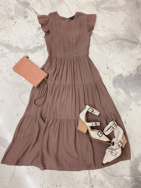 Free Flowin Fall Dress Mocha