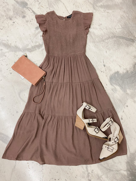 Free Flowin Fall Dress Mocha