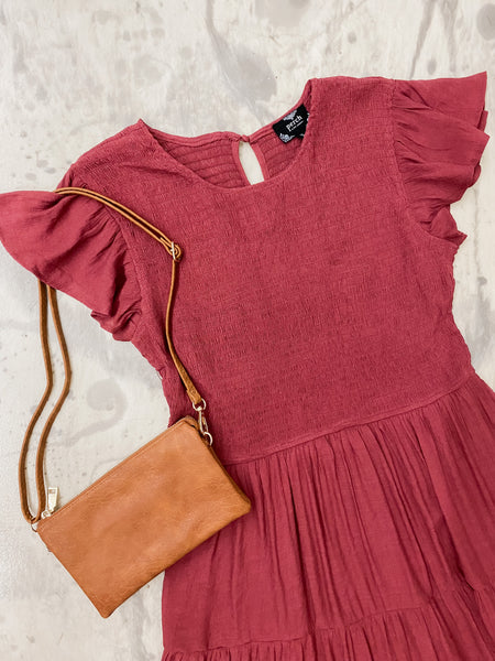 Free Flowin Fall Dress Raspberry