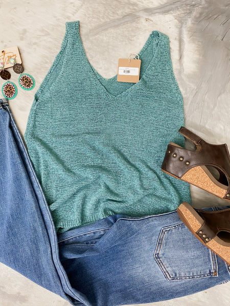 Watch Me Wear it Tank  in Dusty Teal