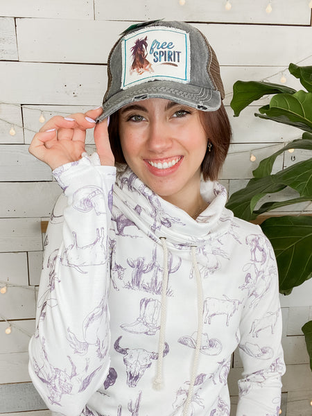 Free Spirit Distressed Trucker Hat