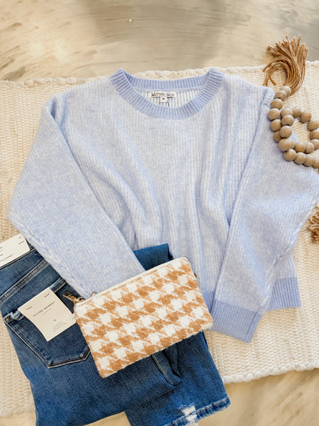 Michelle Mae Josie Cozy Crew Sweater Sky Blue
