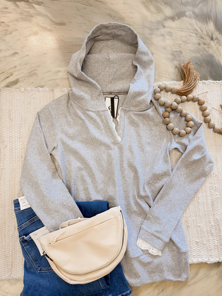 Ampersand Ave Henley Hoodie Skyline Lace