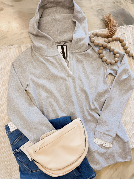 Ampersand Ave Henley Hoodie Skyline Lace