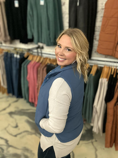 Power in Puff Vest in Dusty Blue