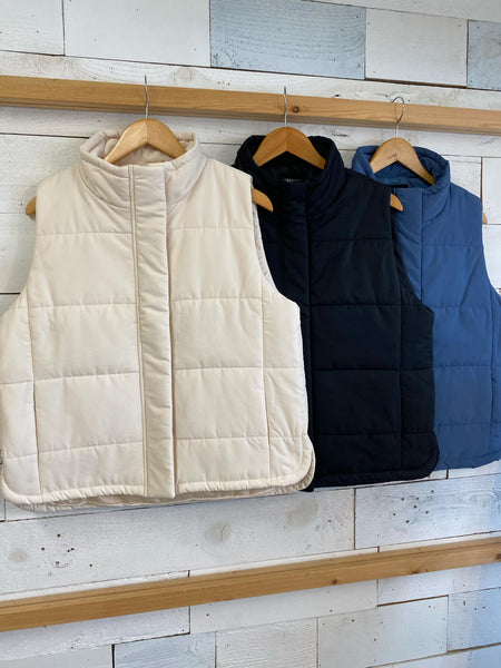 Power in Puff Vest in Dusty Blue