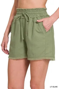 Olive 'bout That Fray Hem Shorts