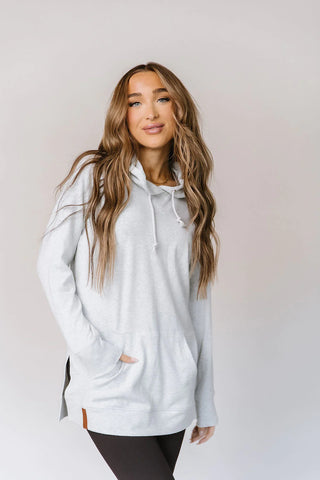Ampersand Ave Sideslit Hoodie White Mist