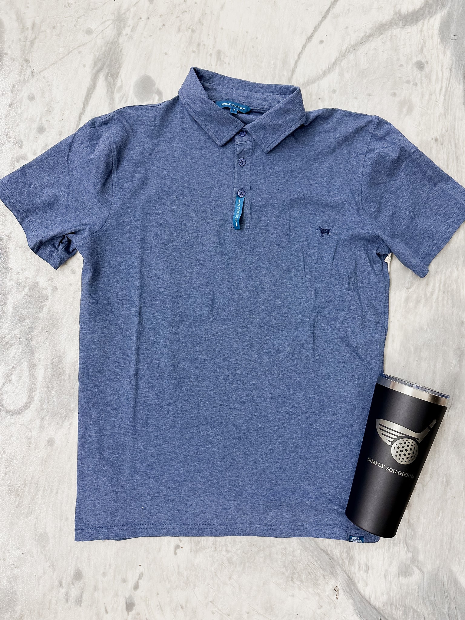Simply Southern Men's Polo Heather Navy