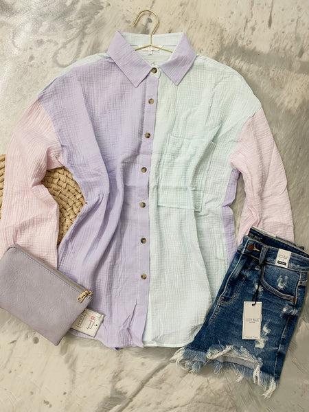 Simply Southern Colorblock Buttonup