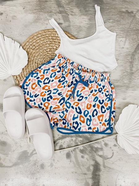 Feeling Like Fun Leopard Drawstring Everyday Shorts Multi