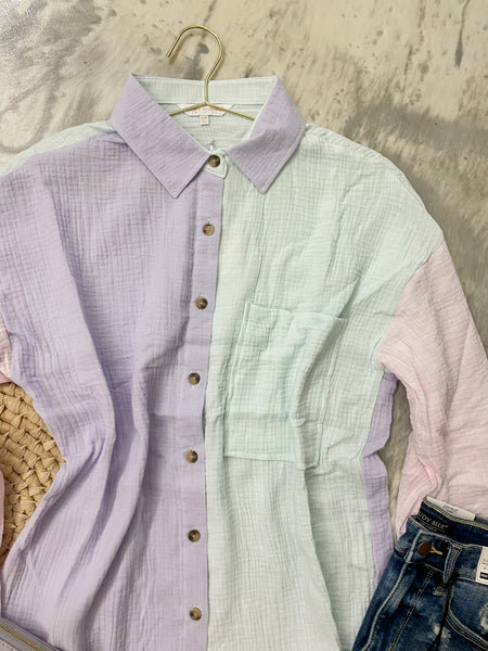 Simply Southern Colorblock Buttonup
