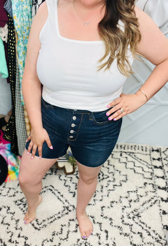 Judy Blue HW Palms Button Shorts