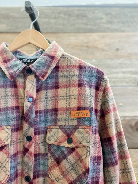 SS Mens Shacket Plaid Brown