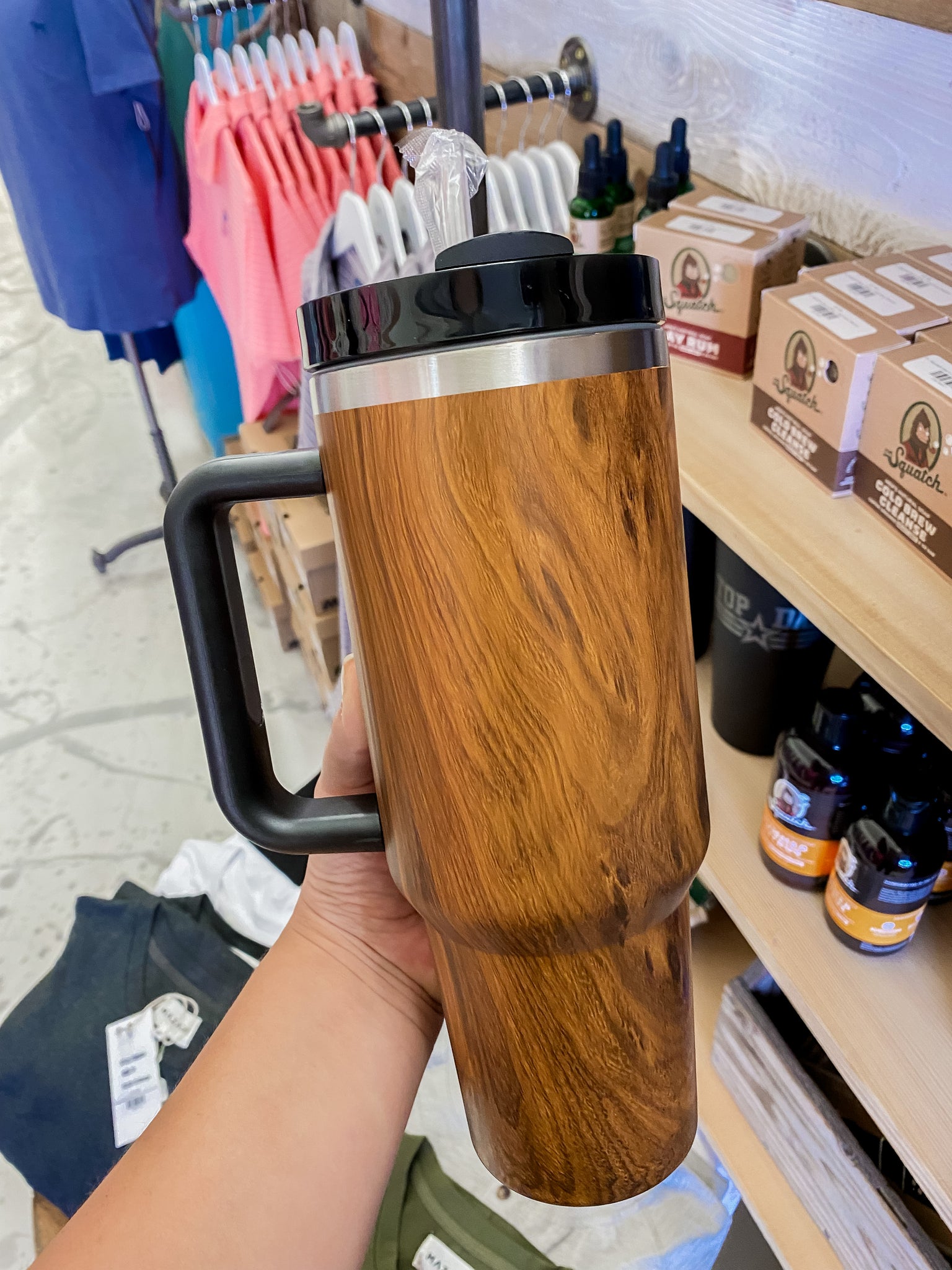 Queenly Quencher Tumbler Wood Grain
