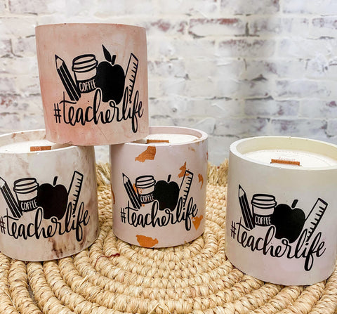 Blushing Poodle Teacher Stone Candle