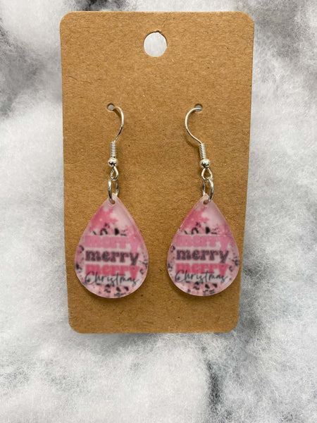 Pink Christmas Earrings