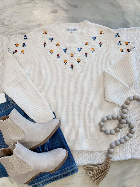 Micro Flower Sweater Ivory