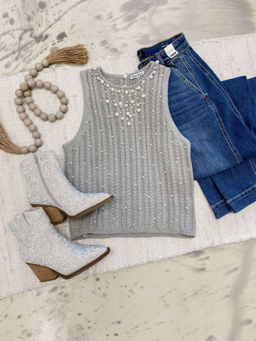Pretty In Pearl Sweater Tank