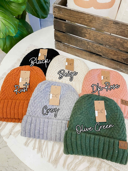 CC Beanie Fuzzy Lined Crisscross