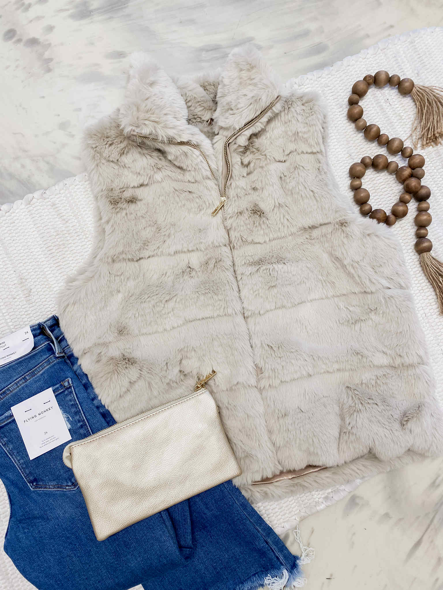 Champange Fur Vest Black Label
