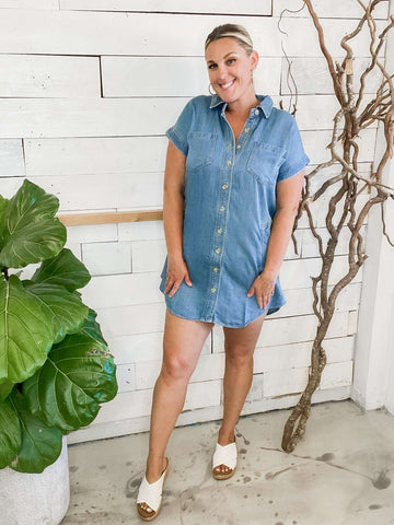 Collared Chambray Dress