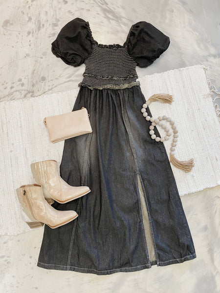 Smokin Smocked Dress in Black