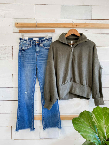 RIB BRUSHED QUARTER ZIP