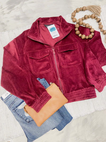Cordurory Mock Jacket Burgundy