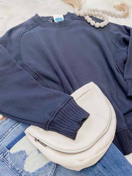 French Terry Crewneck in Black