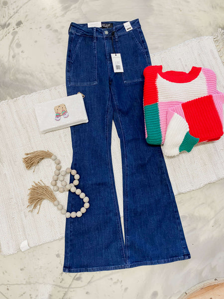 Judy Blue HW Flare with Patch Pockets