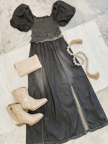 Smokin Smocked Dress in Black