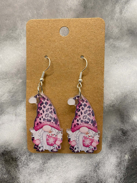 Pink Christmas Earrings