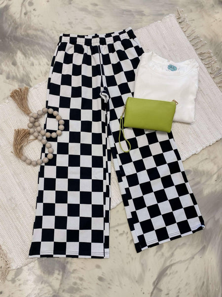 Checkered Wide Leg Comfy Pants