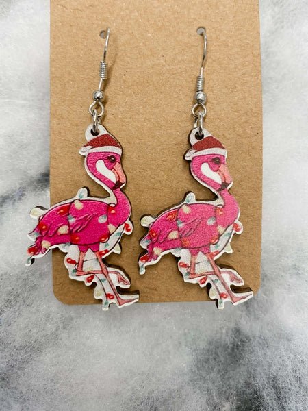 Pink Christmas Earrings