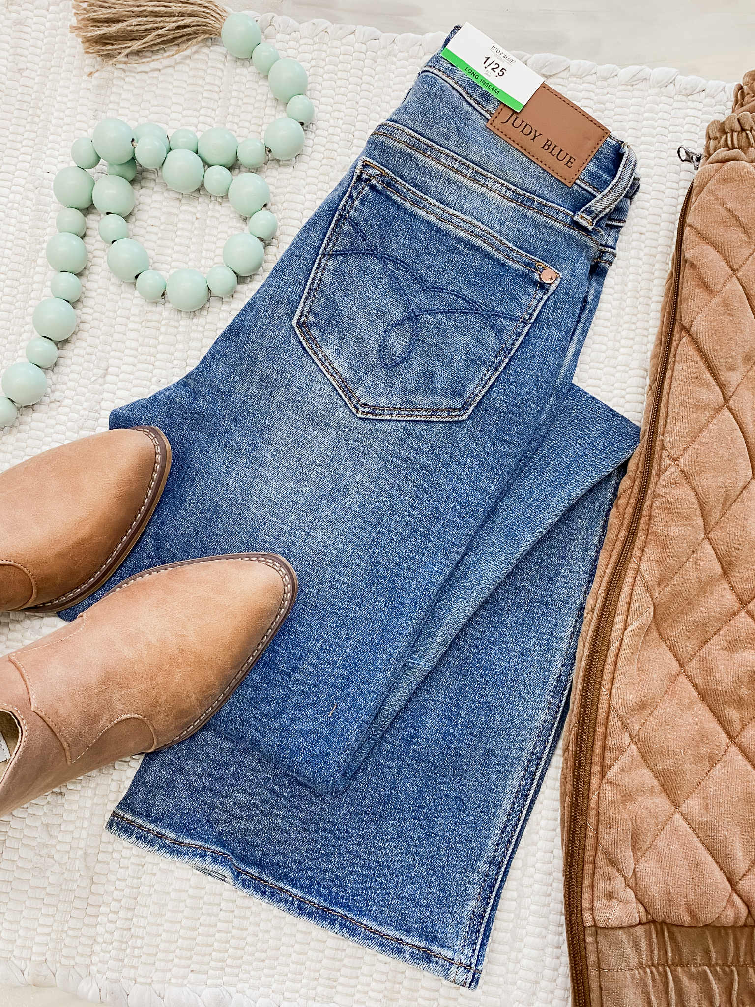 Judy Blue HW Tummy Control Embroidered Bootcut Long Inseam