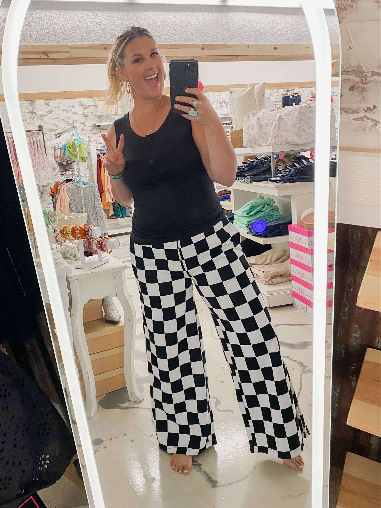 Checkered Wide Leg Comfy Pants