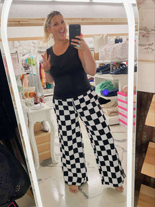 Checkered Wide Leg Comfy Pants