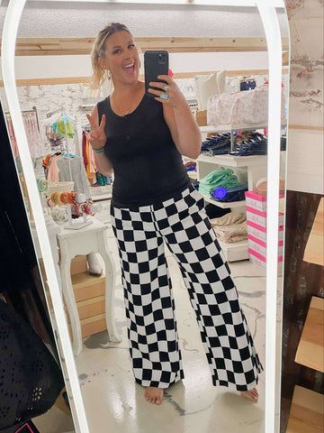 Checkered Wide Leg Comfy Pants