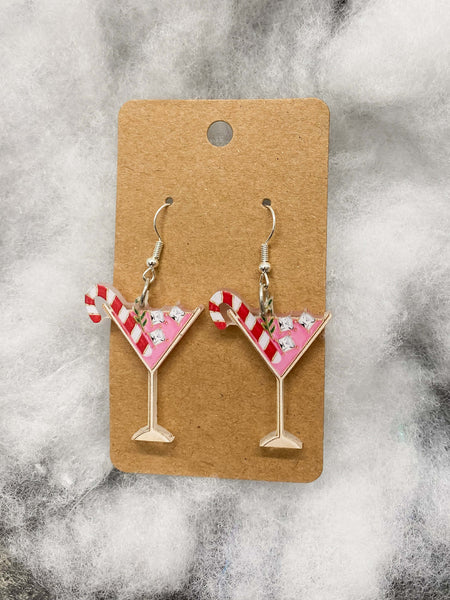 Pink Christmas Earrings