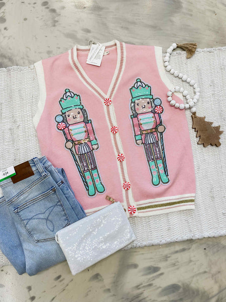 Sequin Nutcracker Sweater Vest