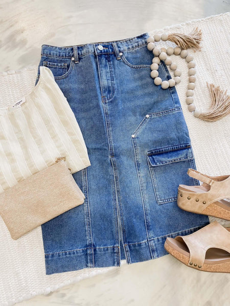 Cargo Denim Skirt