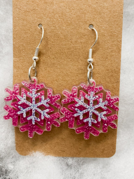 Pink Christmas Earrings