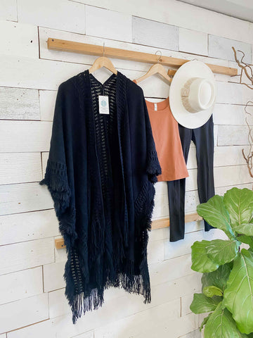 Bohemian Ruana in Black