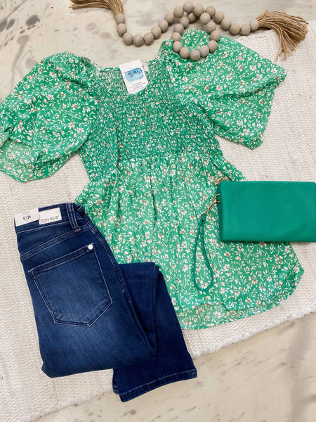 Smocked Flutter Away Top