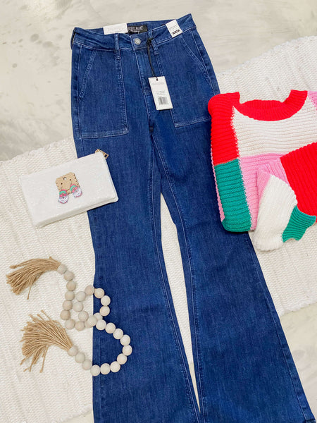 Judy Blue HW Flare with Patch Pockets